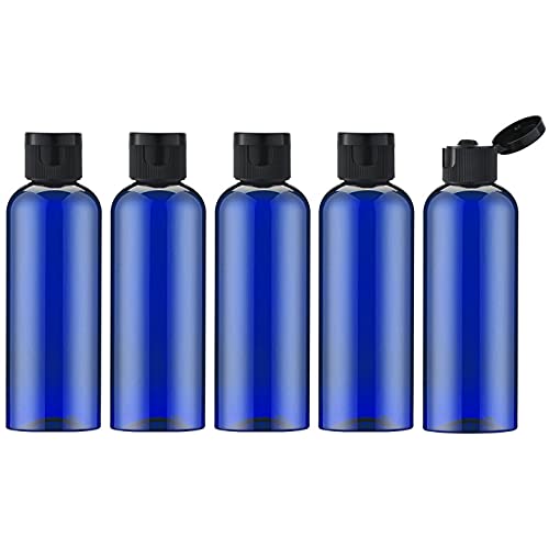 LISAPACK 3.4 oz Travel Bottles for Toiletries, Plastic Shampoo Containers | 5pcs small size dispenser, clear squeeze tubes, leak proof, small empty for liquid, lotion, conditioner, soap, 100 ml, TSA