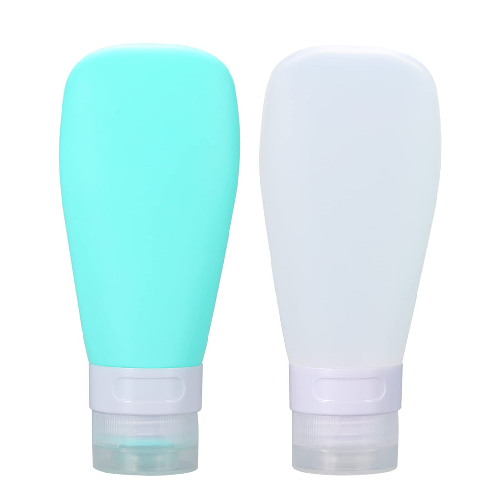 2 Pcs Silicone Travel Bottles,1.3oz Leak Proof Refillable Squeeze Containers with Transparent Carry Bag,Small Empty Travel Size Bottles for Shampoo,Conditioner,Lotion,Toiletries