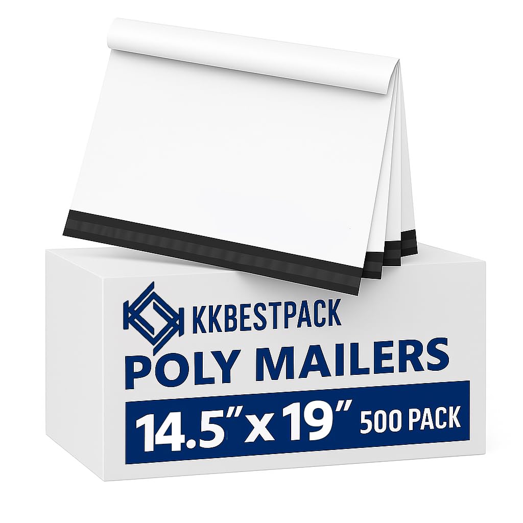 White Poly Mailers 14.5x19 in, Shipping Bags, 100 Pcs | Mailer bags for shipping clothes and large shipping envelopes for packing shirts, hoodies, and apparel.