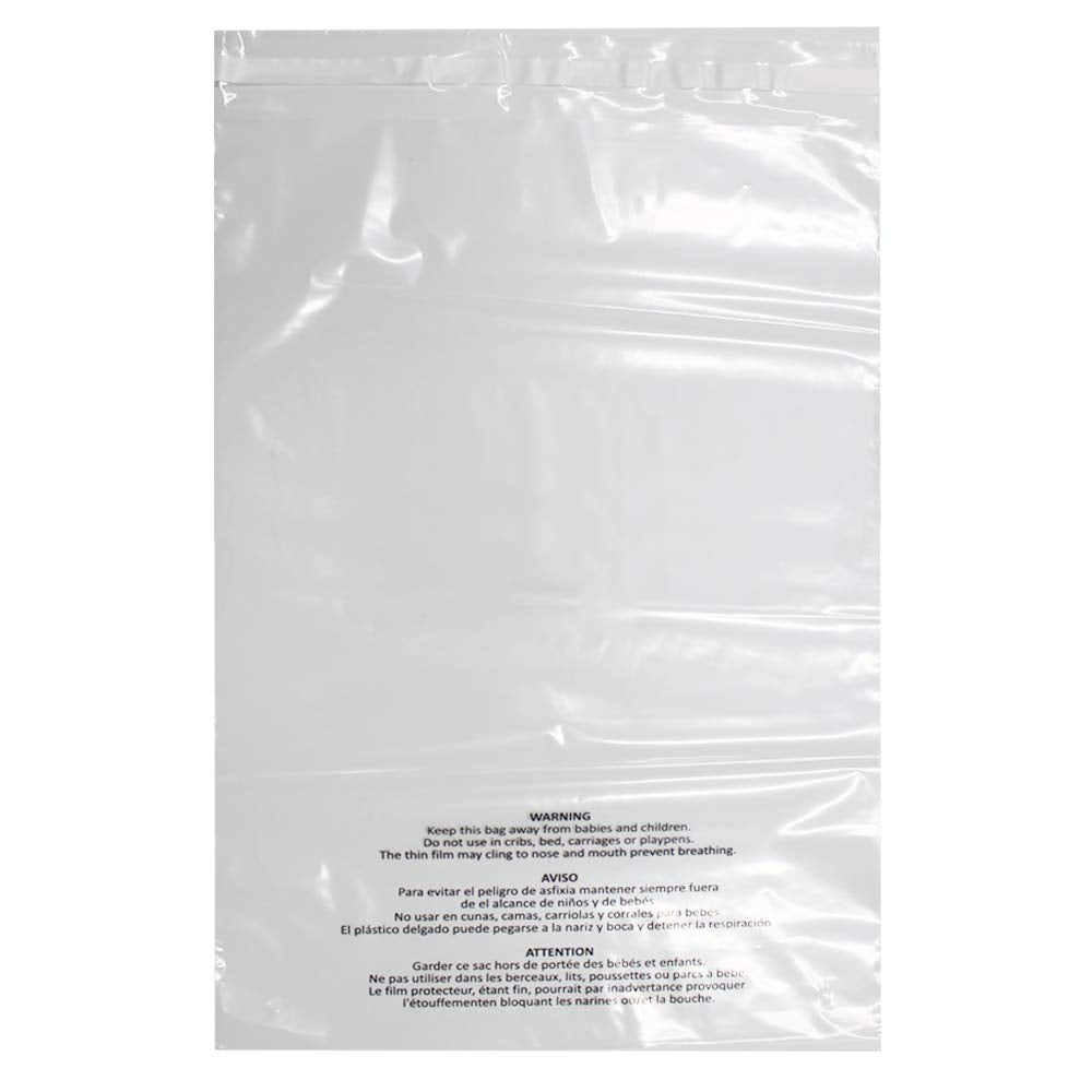 200 Count 12x15 Inch Self Seal Clear Poly Bags | with Suffocation Warning for Packaging Clothing, T Shirts, Decorative Wrappers and More with Permanent Adhesive (1.5mil)