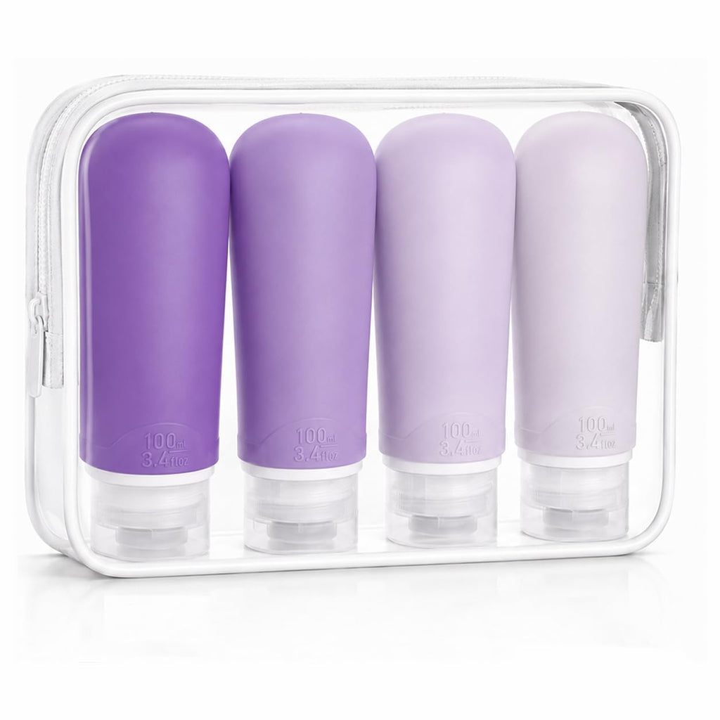 INSFIT Travel Bottles for Toiletries, TSA Approved 3oz Travel Size Containers, BPA Free Leak Proof Squeezable Silicone Tubes for Shampoo Conditioner Lotion Body Wash with Labels