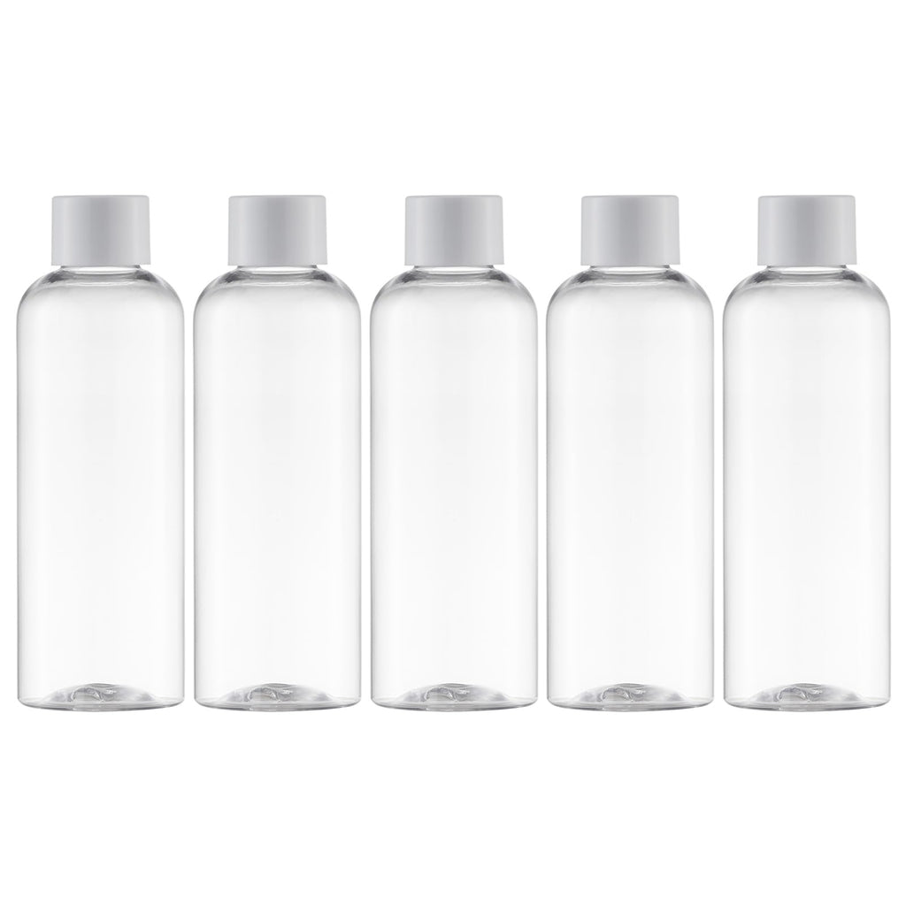 Tekson Travel Bottles for Toiletries, 3.4oz Mouthwash Container, Screw Top | 5 Pack, small size plastic bottles empty, for liquids & shampoo, with black twist cap, TSA, leak-proof, clear, 100ml