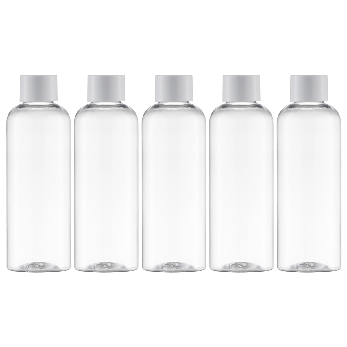 Tekson Travel Bottles for Toiletries, 3.4oz Mouthwash Container, Screw Top | 5 Pack, small size plastic bottles empty, for liquids & shampoo, with black twist cap, TSA, leak-proof, clear, 100ml