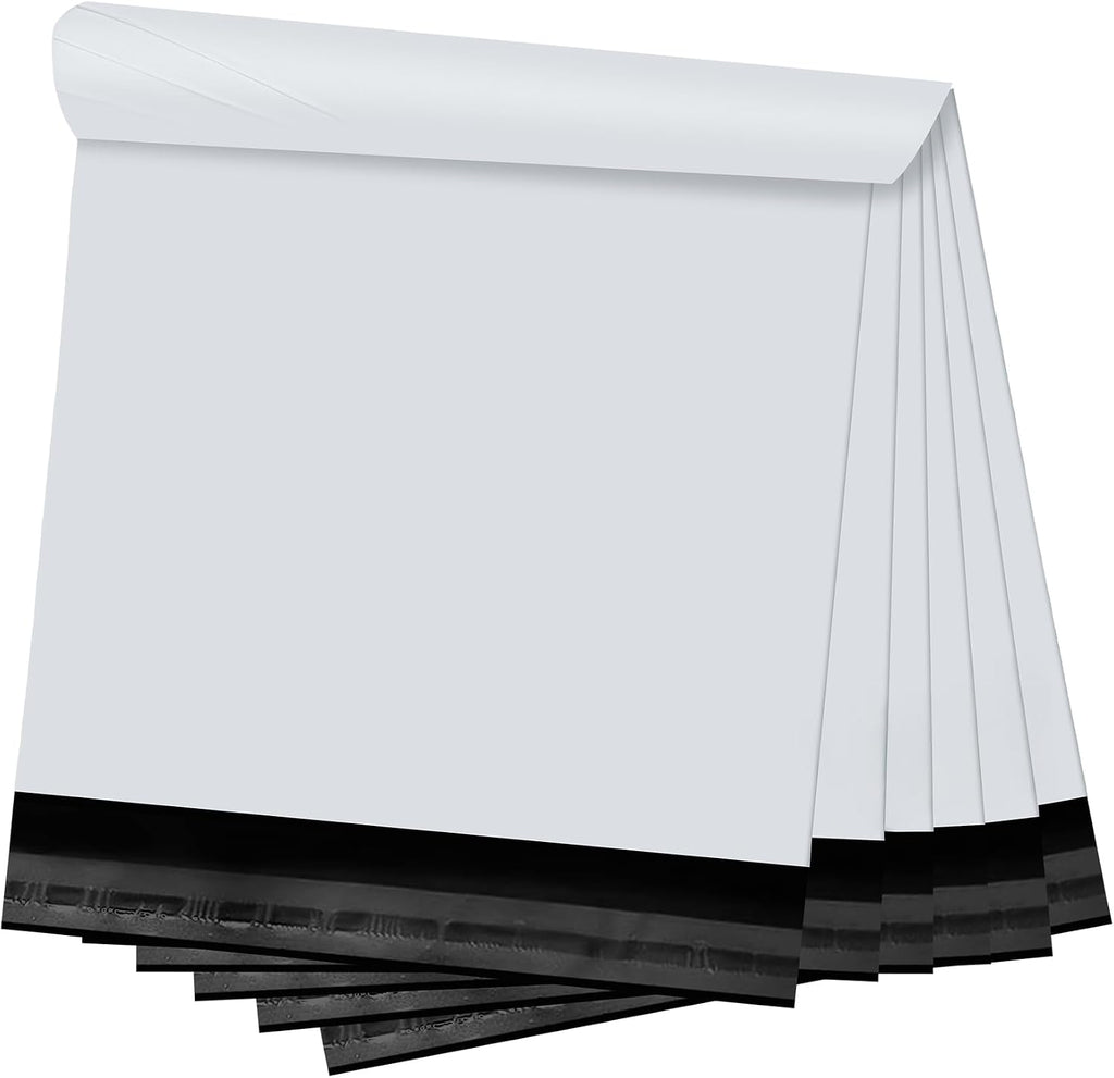 White Poly Mailers 14.5x19 in, Shipping Bags, 100 Pcs | Mailer bags for shipping clothes and large shipping envelopes for packing shirts, hoodies, and apparel.