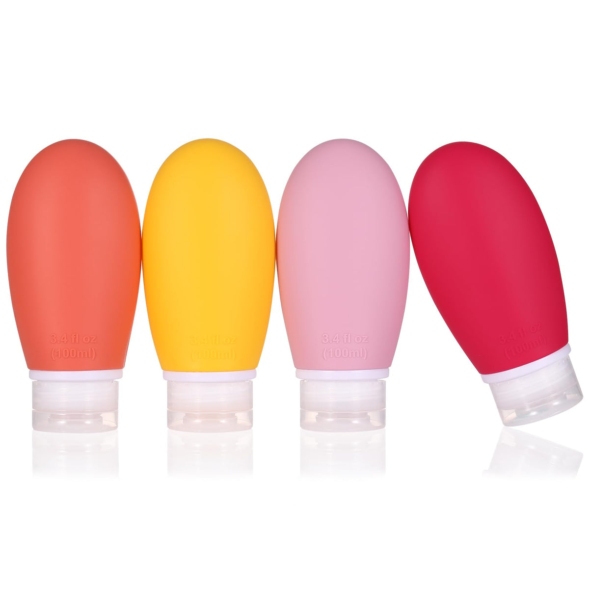 LIYUABU Leak Proof Silicone Travel Bottles,4 Pack 2oz Liquid Squeezable Refillable Portable Accessories/Cosmetic Containers,BPA Free,Travel Size Bottles for Toiletries Shampoo Conditioner Lotion