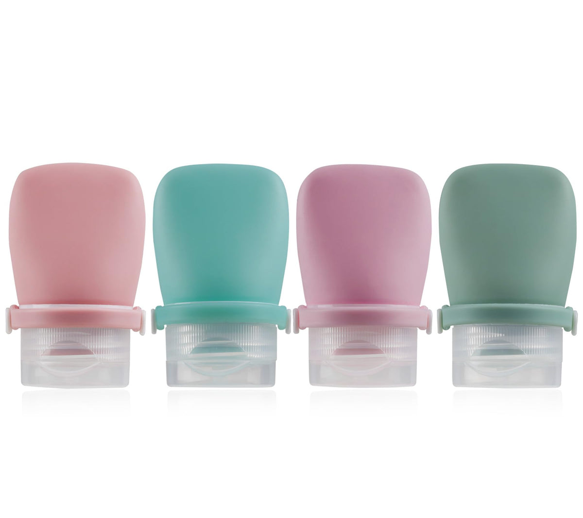 1oz Travel Bottles for Toiletries, Silicone Leak-Proof TSA Approved Travel Size Containers (4-Pack) - Reusable Refillable Bottles for Shampoo, Body Wash, Lotion