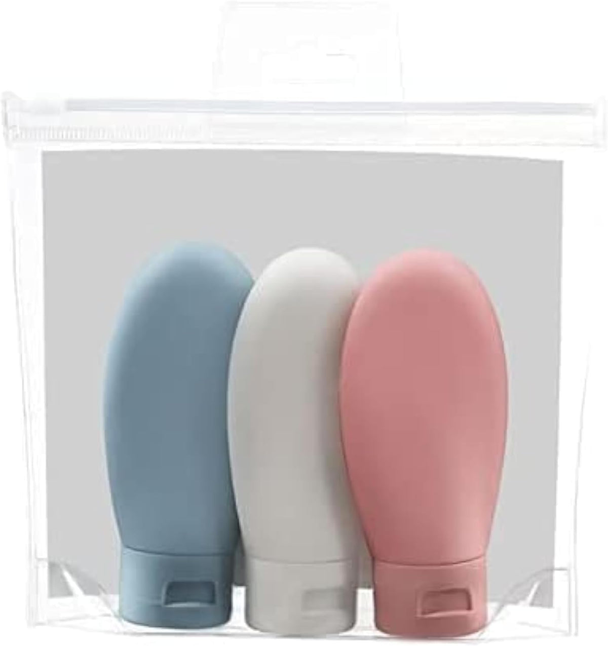 ZALUJMUS Travel Bottle, 3 Pcs Leak Proof Refillable Squeezable Containers Set(60 ml) with Label and Transparent Carry Bag for Liquid Shampoos, Soap and Toiletries. (Multicolor) | Leak Proof, Refillable Squeezable Containers, Includes Label and Transparent