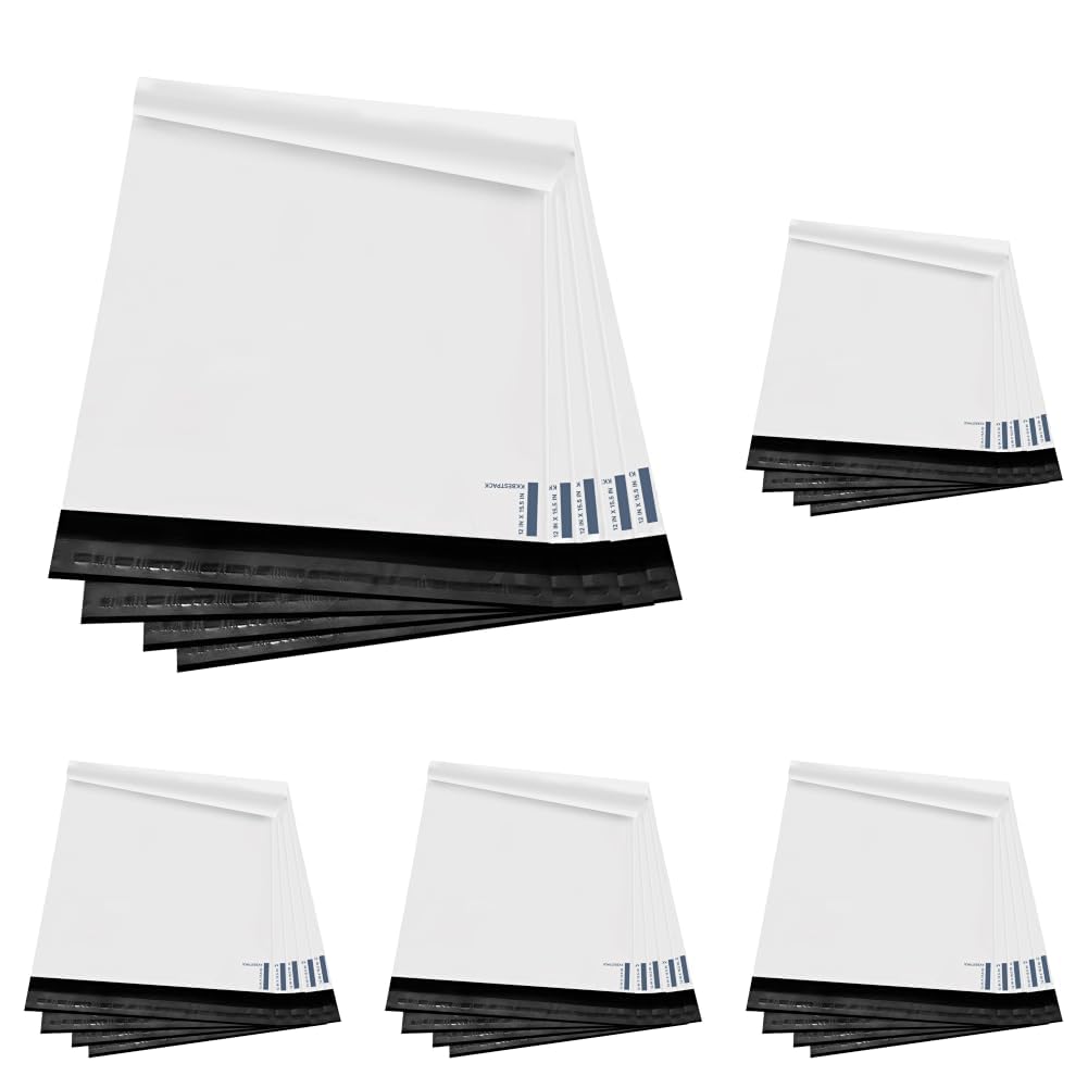 White Poly Mailers 14.5x19 in, Shipping Bags, 100 Pcs | Mailer bags for shipping clothes and large shipping envelopes for packing shirts, hoodies, and apparel.