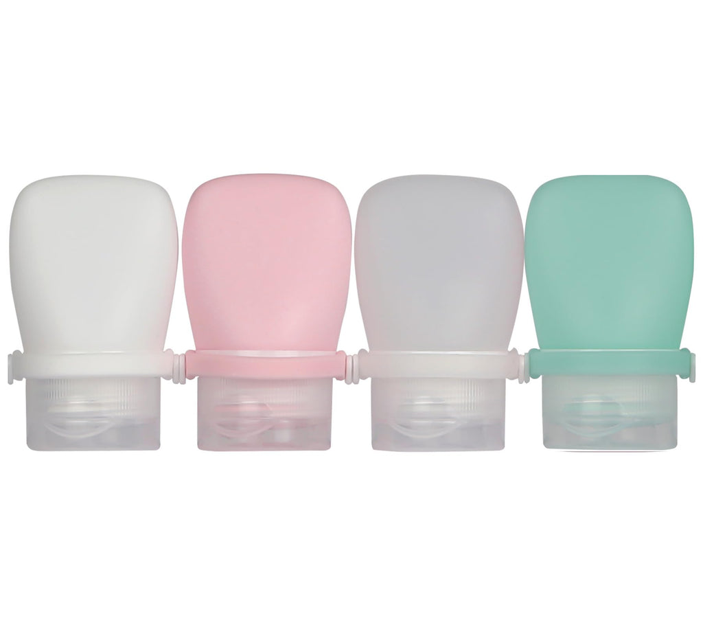 1oz Travel Bottles for Toiletries, Silicone Leak-Proof TSA Approved Travel Size Containers (4-Pack) - Reusable Refillable Bottles for Shampoo, Body Wash, Lotion