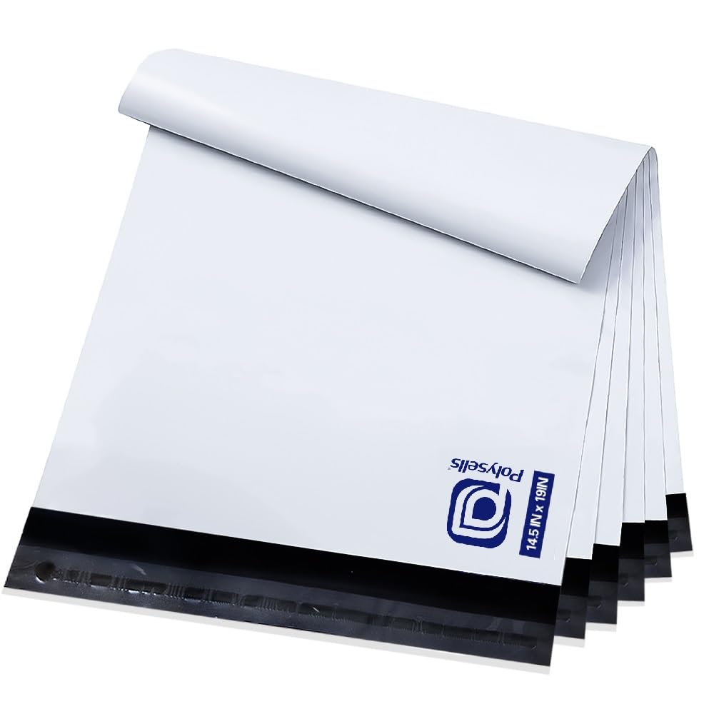 POLYSELLS 100 Pcs 14.5x19 Inch Poly Mailers Shipping Envelopes, Strong Adhesive Sealing, Waterproof, and Tear-resistant Postal Mailing Bags for Clothing and Accessories