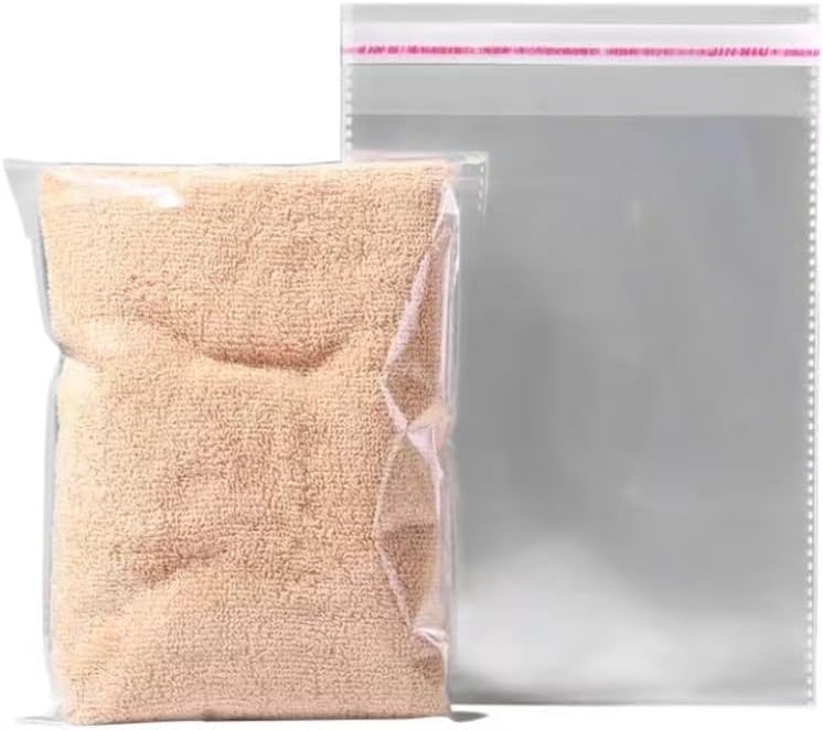 100 Pieces (9x12 Inch) Clear Plastic Bags for Packaging, Clothing & T-Shirts Strong Packing Self Adhesive Cellophane Bag