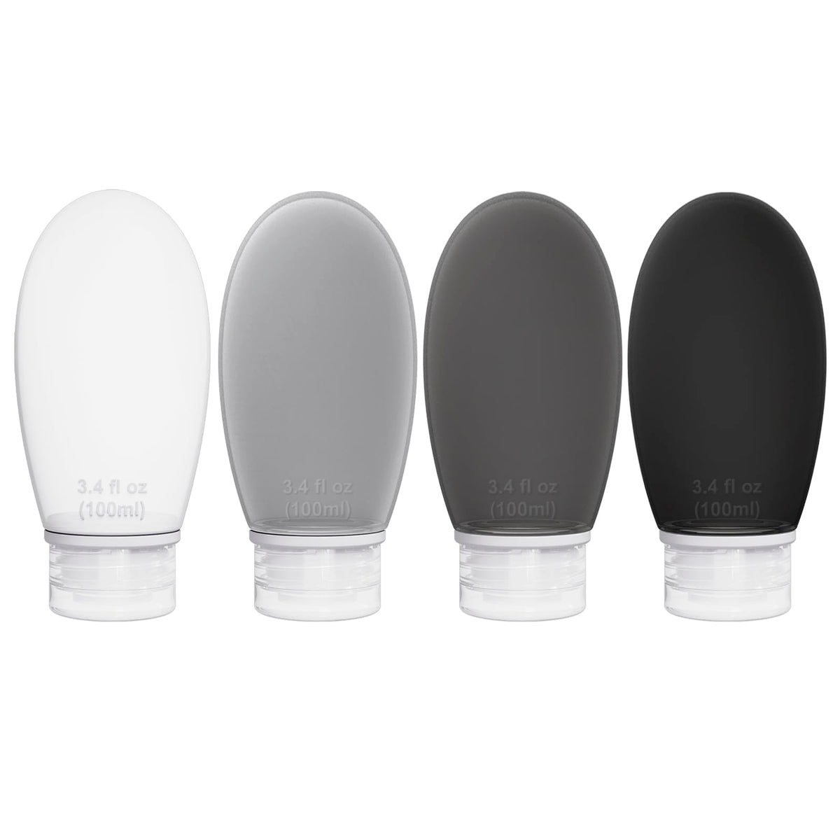 Silicone Travel Bottles for Toiletries TSA Approved Travel Size Containers Set 4 Pack Portable Leak Proof Refillable Cosmetic Squeeze Bottles Shampoo Hair Conditioner Body Lotion Bath Shower Gel
