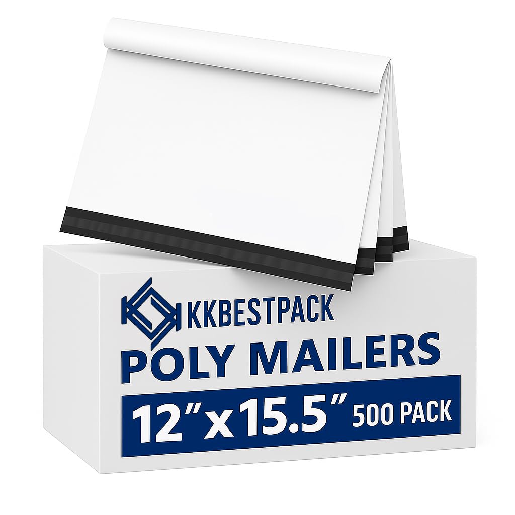 White Poly Mailers 14.5x19 in, Shipping Bags, 100 Pcs | Mailer bags for shipping clothes and large shipping envelopes for packing shirts, hoodies, and apparel.