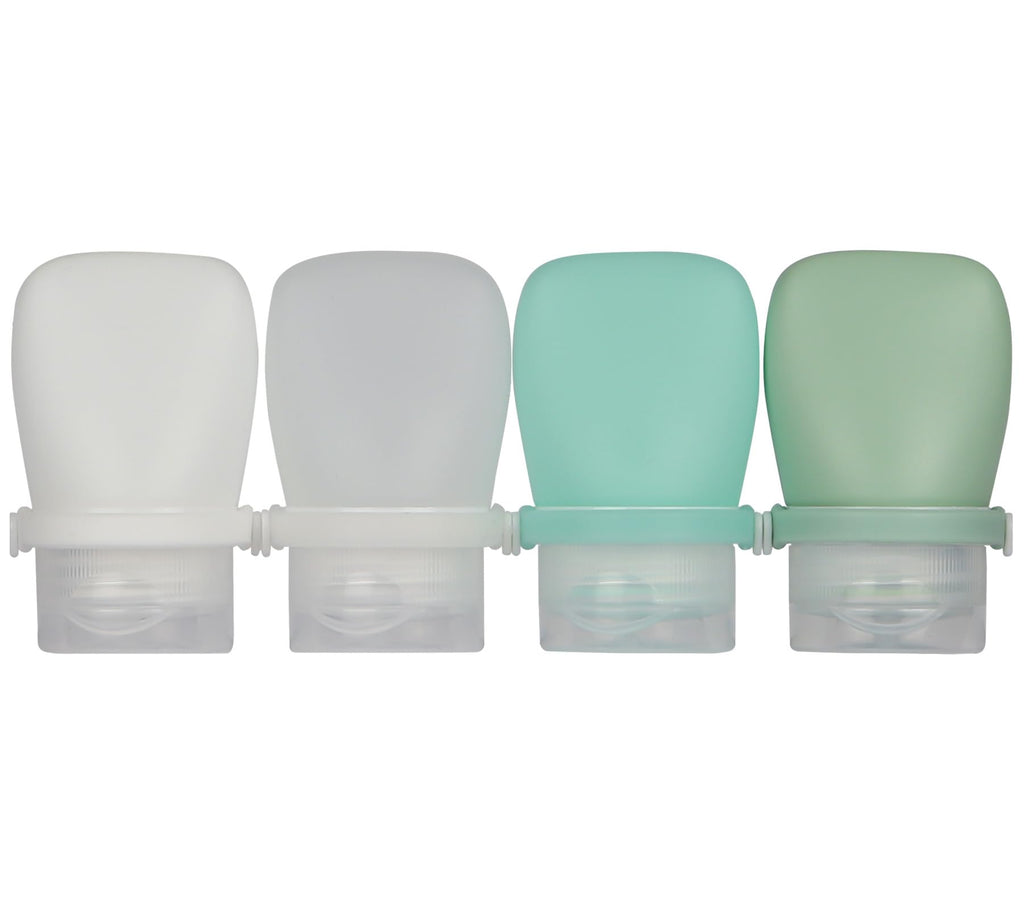 1oz Travel Bottles for Toiletries, Silicone Leak-Proof TSA Approved Travel Size Containers (4-Pack) - Reusable Refillable Bottles for Shampoo, Body Wash, Lotion