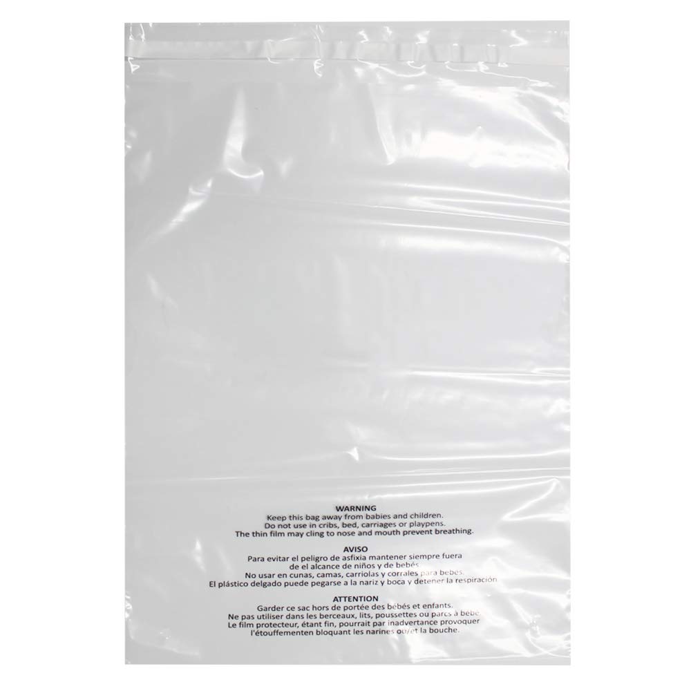 200 Count 12x15 Inch Self Seal Clear Poly Bags | with Suffocation Warning for Packaging Clothing, T Shirts, Decorative Wrappers and More with Permanent Adhesive (1.5mil)