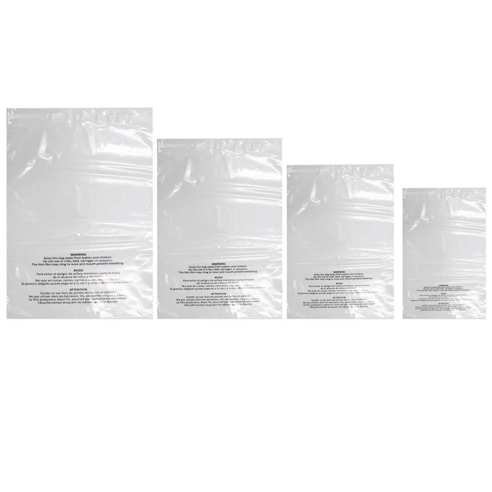 200 Count 12x15 Inch Self Seal Clear Poly Bags | with Suffocation Warning for Packaging Clothing, T Shirts, Decorative Wrappers and More with Permanent Adhesive (1.5mil)