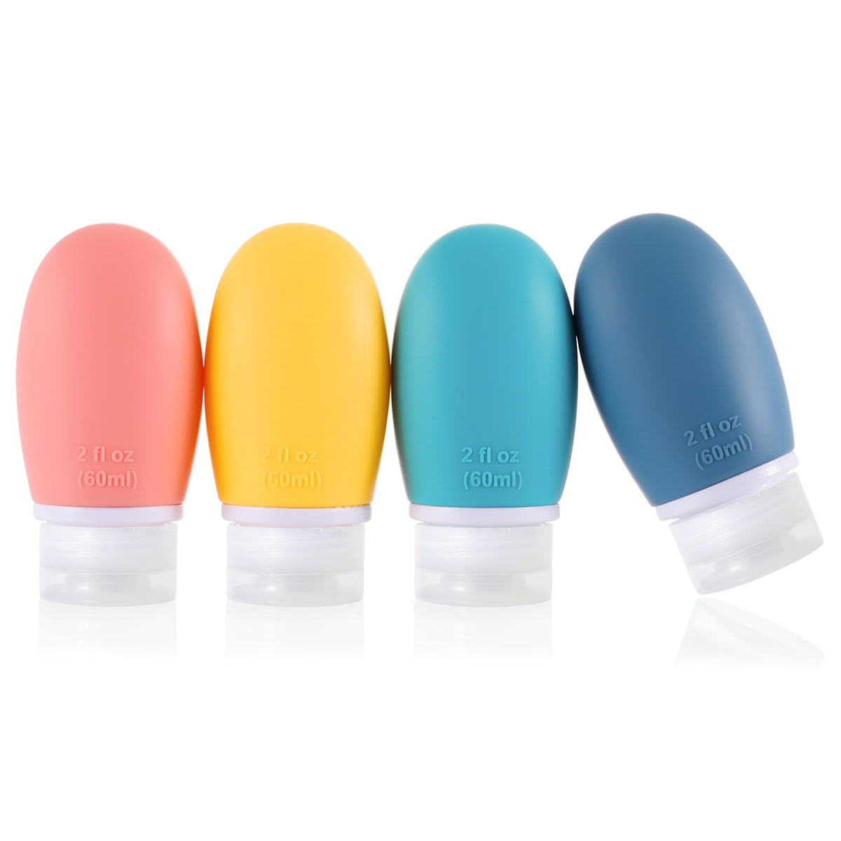 LIYUABU Leak Proof Silicone Travel Bottles,4 Pack 2oz Liquid Squeezable Refillable Portable Accessories/Cosmetic Containers,BPA Free,Travel Size Bottles for Toiletries Shampoo Conditioner Lotion