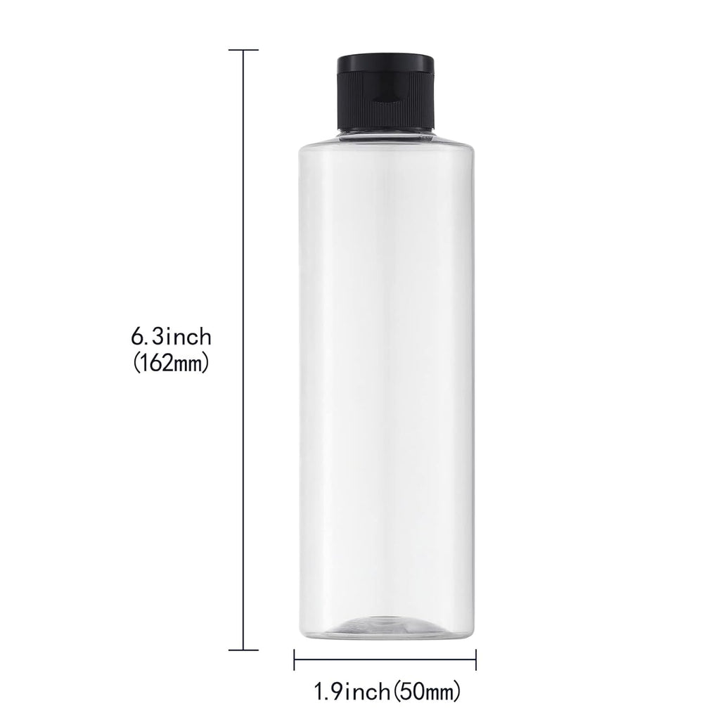 LISAPACK 8.3oz Travel Bottles for Toiletries, Plastic Shampoo Containers | 250ml large empty dispenser for liquid, conditioner, soap, body wash, clear travel size small (4 Pcs) with lids, leak proof