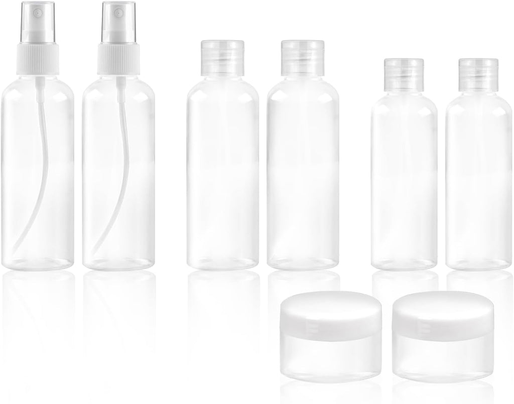 Ninsula 8Pcs Travel Bottles Set, TSA Approved Travel Size Toiletries, Reusable Leak Proof Cosmetic Containers for Shampoo, Conditioner, Cream -Women Men Travel Essentials
