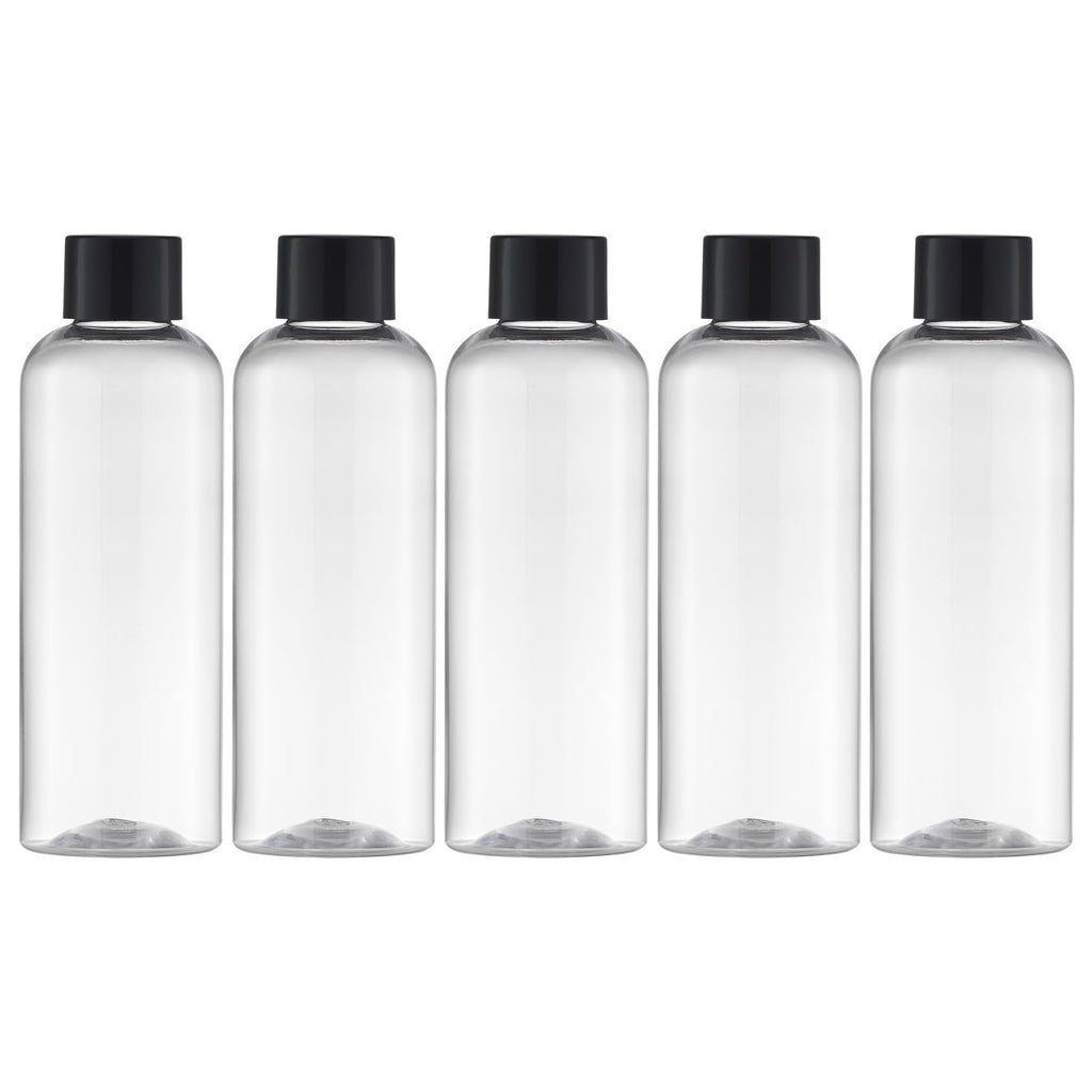 Tekson Travel Bottles for Toiletries, 3.4oz Mouthwash Container, Screw Top | 5 Pack, small size plastic bottles empty, for liquids & shampoo, with black twist cap, TSA, leak-proof, clear, 100ml