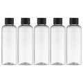 Tekson Travel Bottles for Toiletries, 3.4oz Mouthwash Container, Screw Top | 5 Pack, small size plastic bottles empty, for liquids & shampoo, with black twist cap, TSA, leak-proof, clear, 100ml