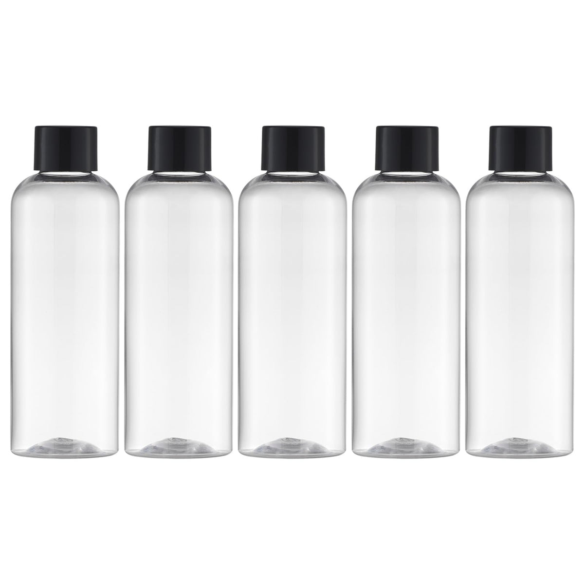 Tekson Travel Bottles for Toiletries, 3.4oz Mouthwash Container, Screw Top | 5 Pack, small size plastic bottles empty, for liquids & shampoo, with black twist cap, TSA, leak-proof, clear, 100ml