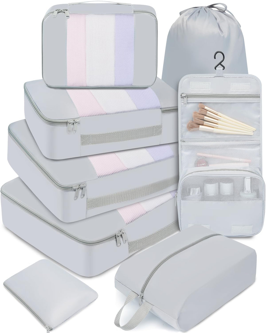 BAGAIL 6 Set/8 Set/10 Set Packing Cubes Various Sizes Packing Organizer for Travel Accessories Luggage Carry On Suitcase