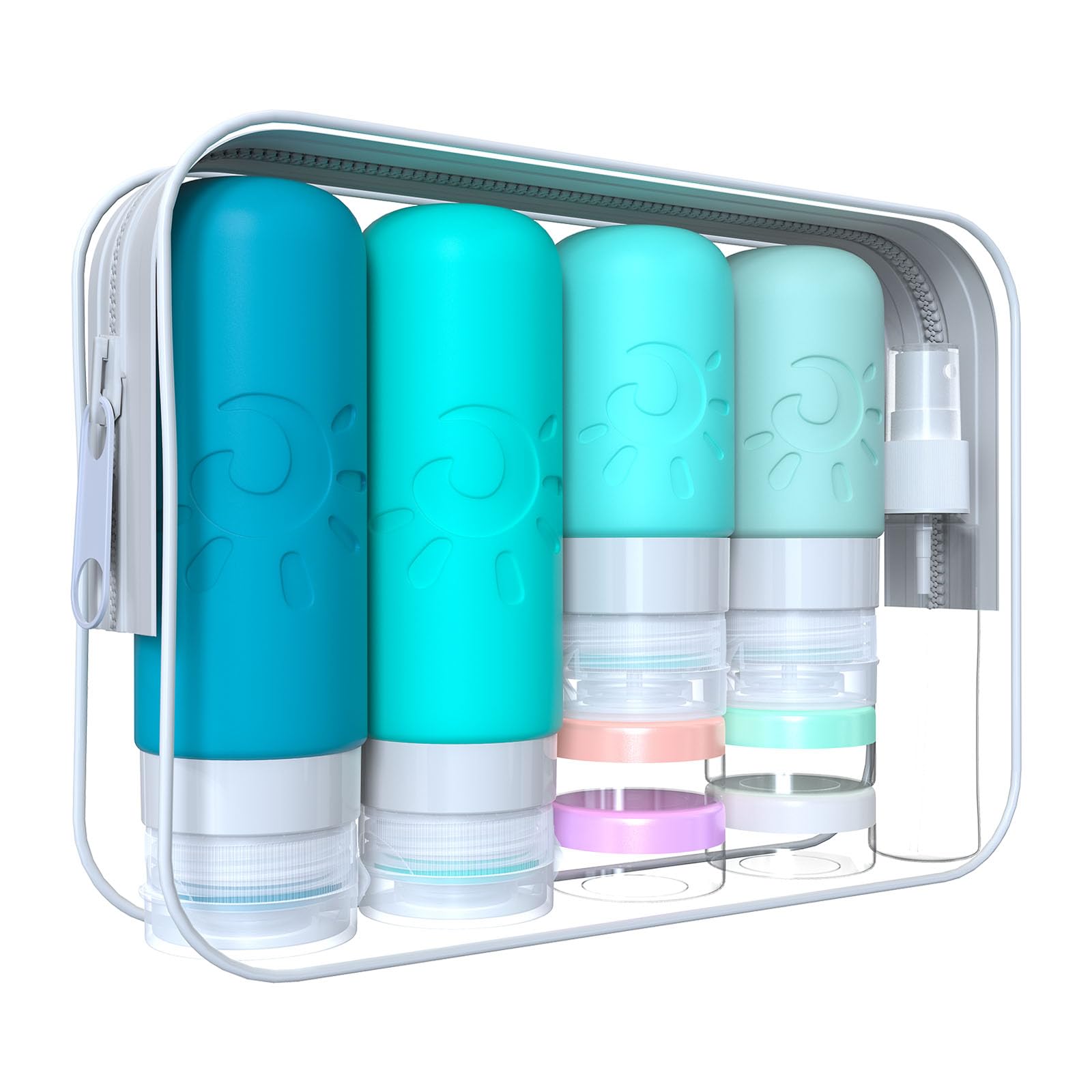Zafit 18 Pack travel Bottles for Toiletries, TSA Approved Silicone Travel Containers Leak Proof Refillable Travel Accessories for Shampoo Conditioner Lotion Body Wash(Multicolored C)