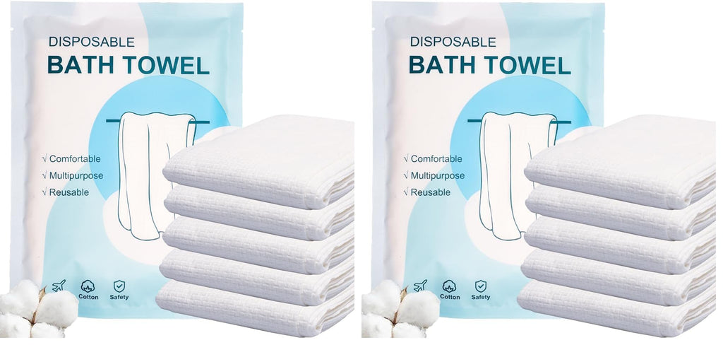 Disposable Bath Towels 5 PCS Large Portable Bath Towels for Travel,55 x 27.5 inch Soft Big Body Towel,Washcloth for Hiking Camping Hotel Bathroom, Individually Packed