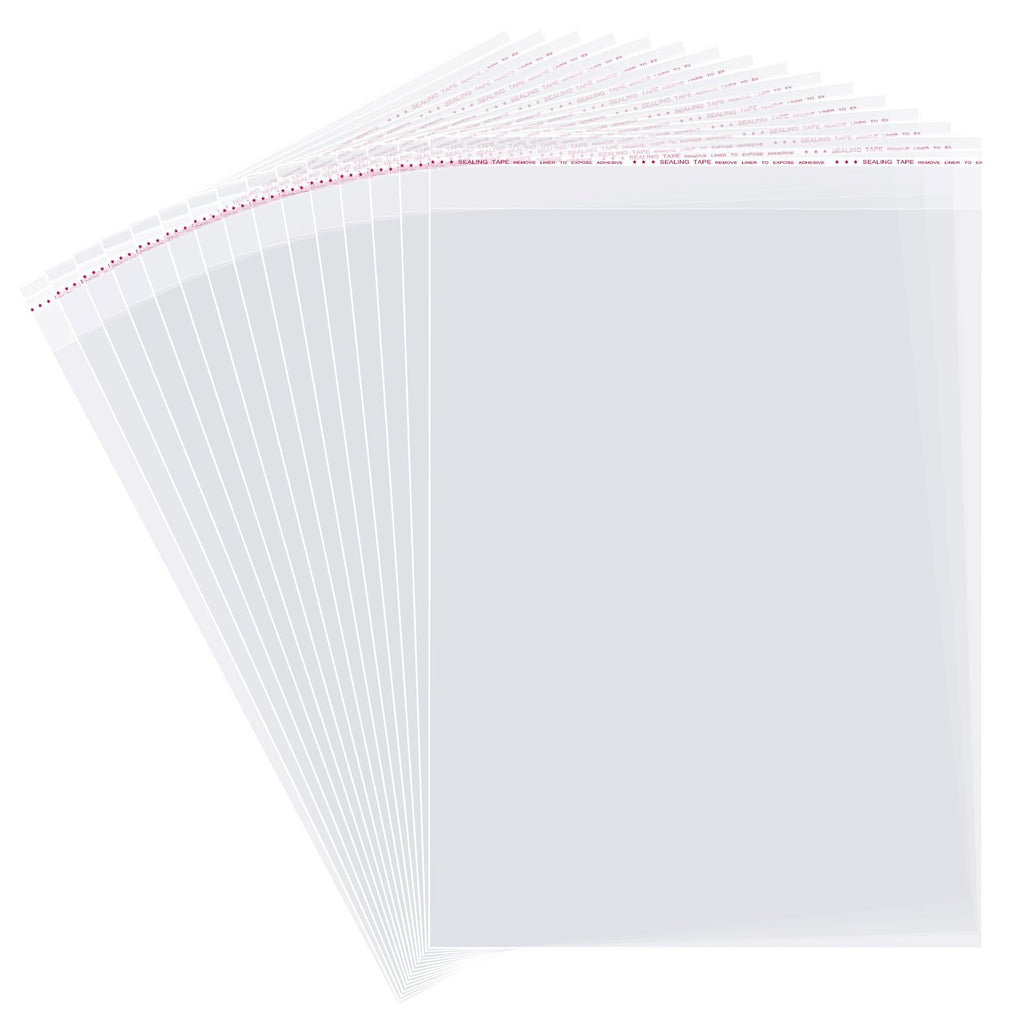 Yotelab Clear Self Sealing Cellophane Bags for Shirts, 10x14 Inch, 100 Pcs | Clear Shirt Bags for Small Business, Thick Resealable Plastic Bags for Packaging Clothing and Products