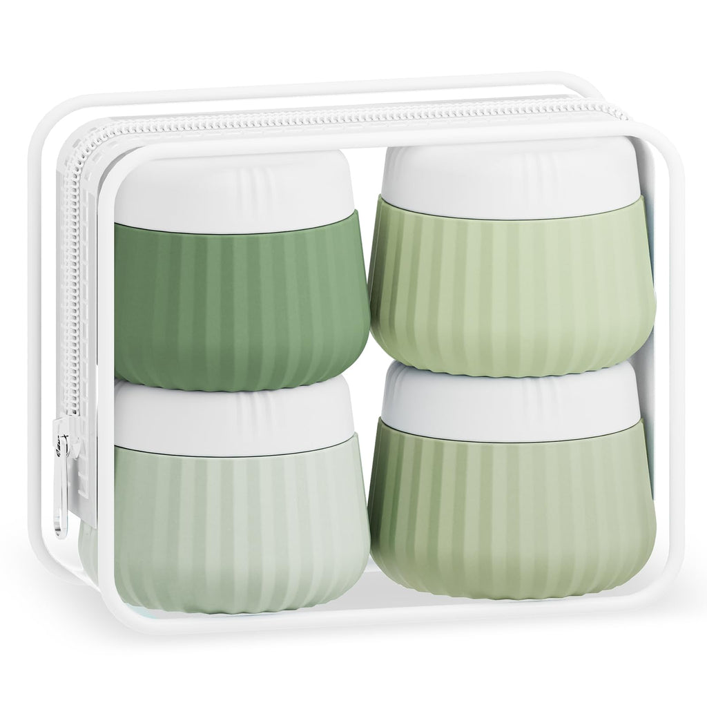 Mrsdry Travel Containers for Toiletries 4 Pack, TSA Approved Travel Size Toiletries, Portable Size Containers, With Clear Bag Leak Proof Silicone Jars, Essentials Creams Jars Carrying Small Items