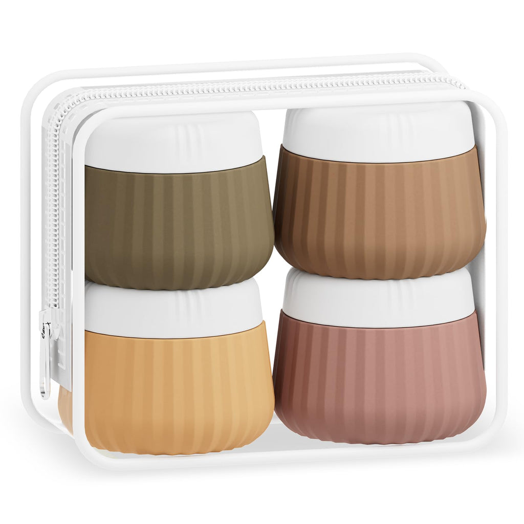 Mrsdry Travel Containers for Toiletries 4 Pack, TSA Approved Travel Size Toiletries, Portable Size Containers, With Clear Bag Leak Proof Silicone Jars, Essentials Creams Jars Carrying Small Items