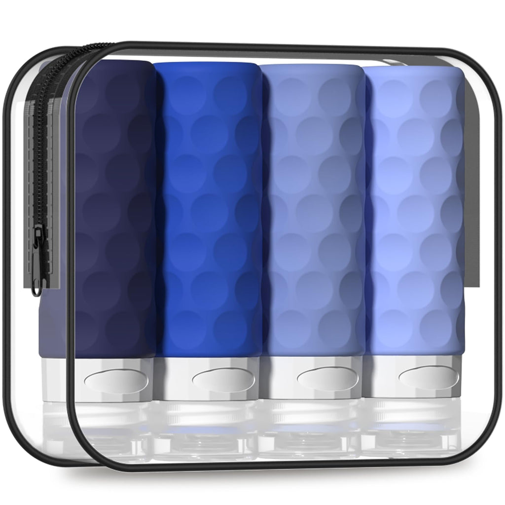 Silevoler Travel Bottles for Toiletries, Silicone Travel Size Containers | Polka-Dot Pattern TSA Approved BPA Free Silicone Leak Proof Refillable Squeezable Shampoo And Conditioner Bottles
