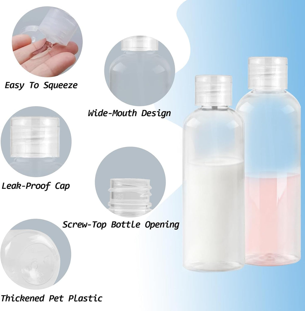 Ninsula 8Pcs Travel Bottles Set, TSA Approved Travel Size Toiletries, Reusable Leak Proof Cosmetic Containers for Shampoo, Conditioner, Cream -Women Men Travel Essentials