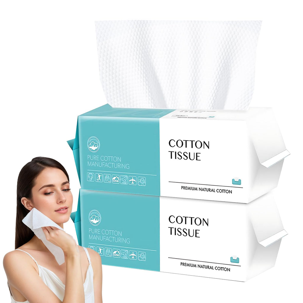 Disposable Face Towel 100 Count, Soft Cotton Facial Dry Wipes, Multi-Purpose for Skin Care, Makeup Remover, Face Wipes and Facial Cleansing