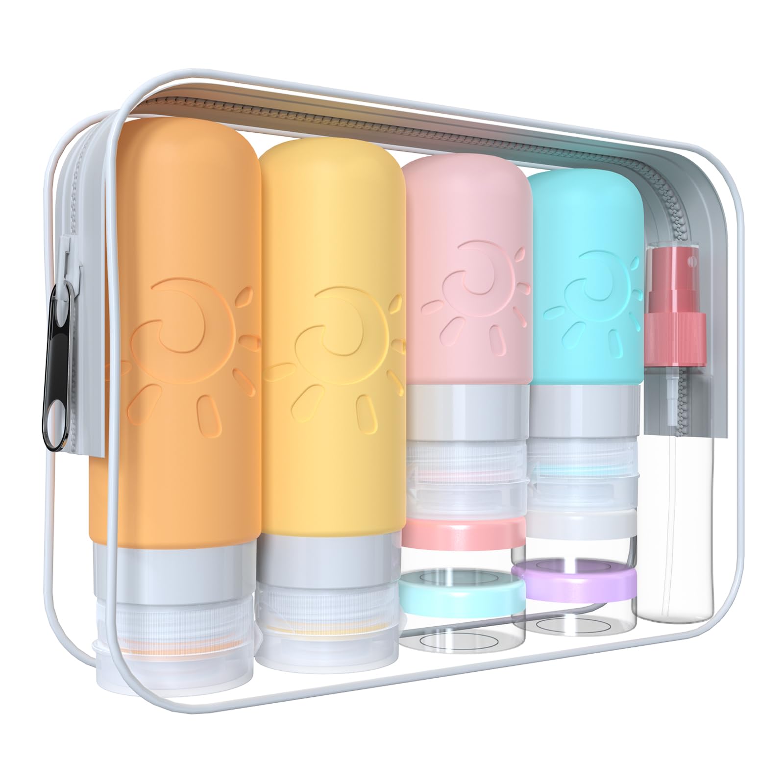 Zafit 18 Pack travel Bottles for Toiletries, TSA Approved Silicone Travel Containers Leak Proof Refillable Travel Accessories for Shampoo Conditioner Lotion Body Wash(Multicolored C)