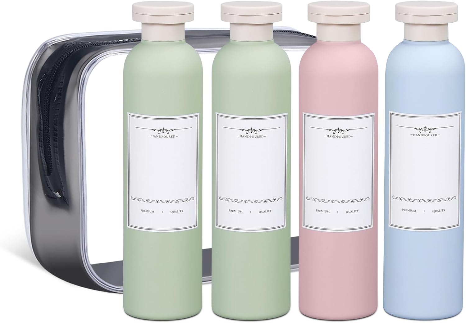 ASEVAT Plastic Leak Proof Travel Bottles for Toiletries, TSA Approved Travel Size Containers, Squeeze Bottles Refillable for Shampoo, Lotion & Body Wash (Blue+Pink+Green, 8.8 oz)