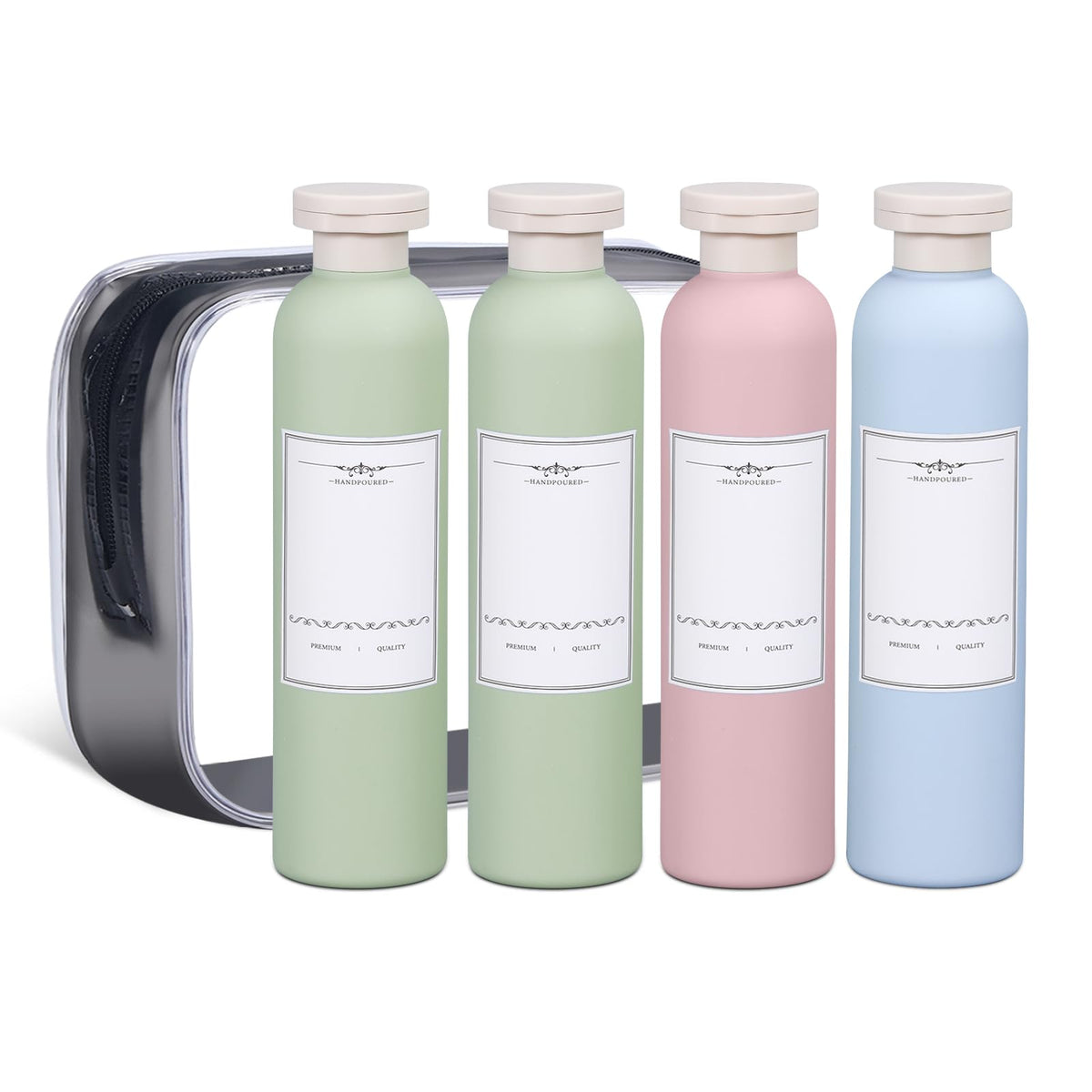 ASEVAT Plastic Leak Proof Travel Bottles for Toiletries, TSA Approved Travel Size Containers, Squeeze Bottles Refillable for Shampoo, Lotion & Body Wash (Blue+Pink+Green, 8.8 oz)