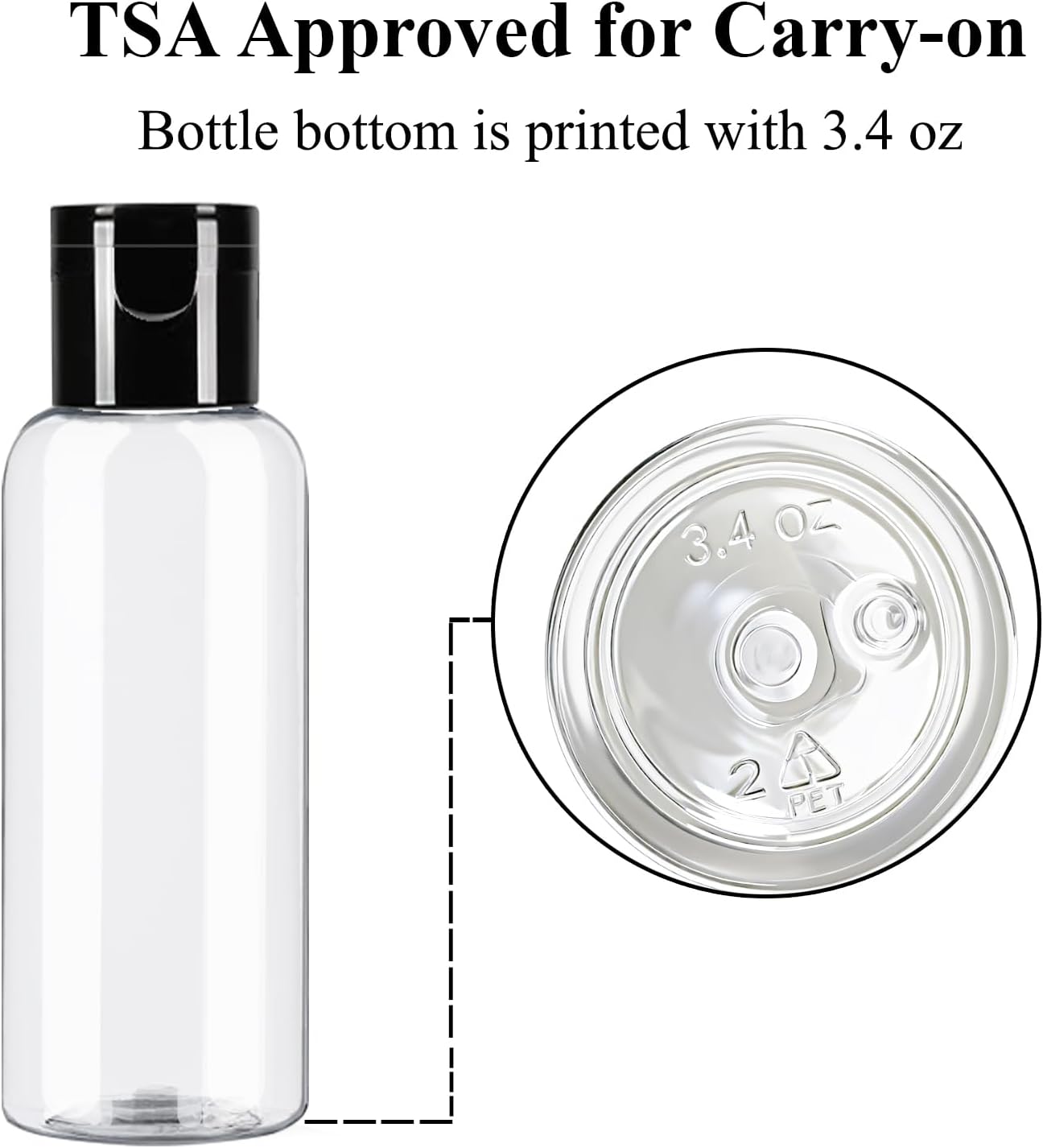DNSEN 5 Pack 3.4 oz Travel Size Bottles for Toiletries TSA Approved Leak Proof Empty Refillable Liquid Containers with Labels