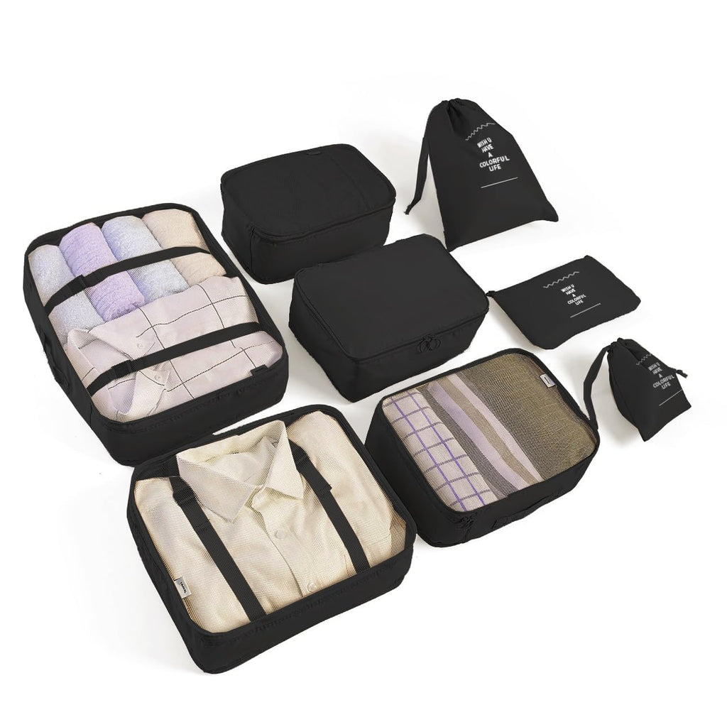 LANSKLBD 6/8 Set Packing Cubes for Suitcases Travel Luggage Packing Organizers,Travel Accessories Essentials Luggage Organizer with Shoe/Tioletry/Laundry Bag (Beige, 6 set)