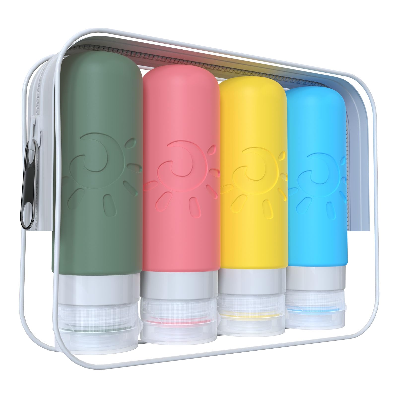Zafit Travel Bottles for Toiletries, TSA Approved Travel Containers 3oz Leak Proof Travel Tubs Refillable Liquid Travel Accessories for Shampoo Conditioner Lotion Body Wash(Multicolored C)