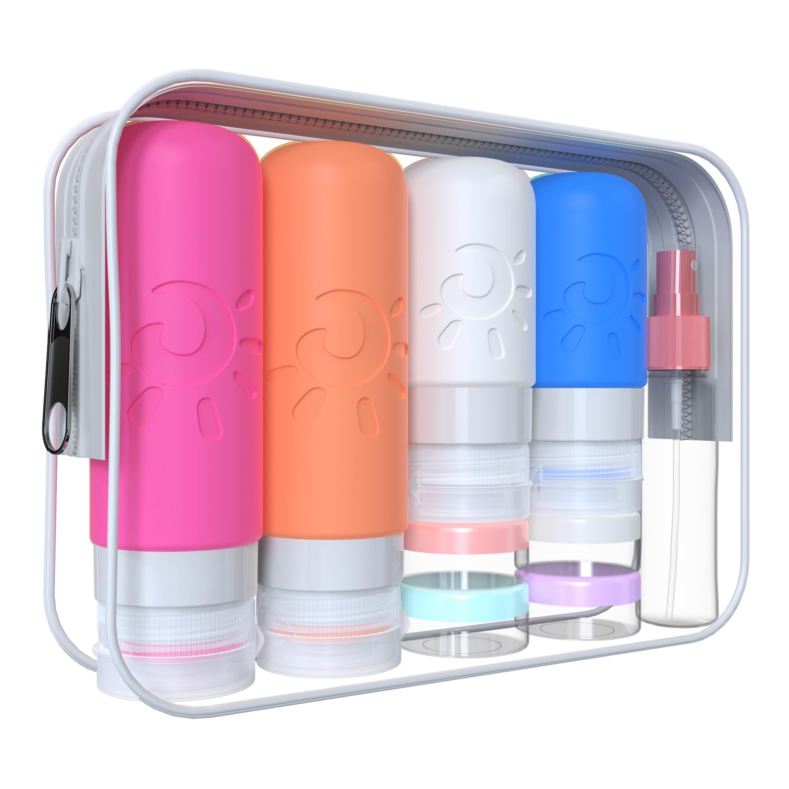 Zafit 18 Pack travel Bottles for Toiletries, TSA Approved Silicone Travel Containers Leak Proof Refillable Travel Accessories for Shampoo Conditioner Lotion Body Wash(Multicolored C)