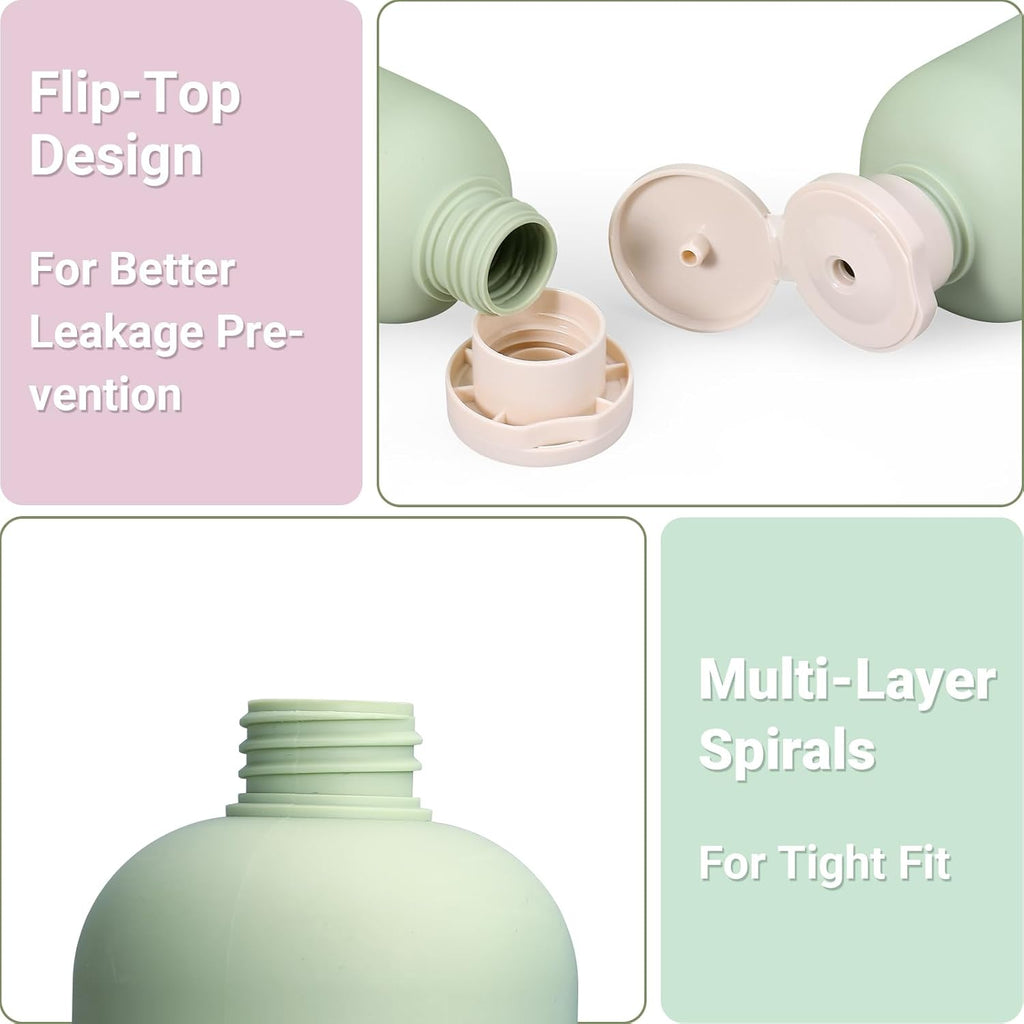 ASEVAT Plastic Leak Proof Travel Bottles for Toiletries, TSA Approved Travel Size Containers, Squeeze Bottles Refillable for Shampoo, Lotion & Body Wash (Blue+Pink+Green, 8.8 oz)