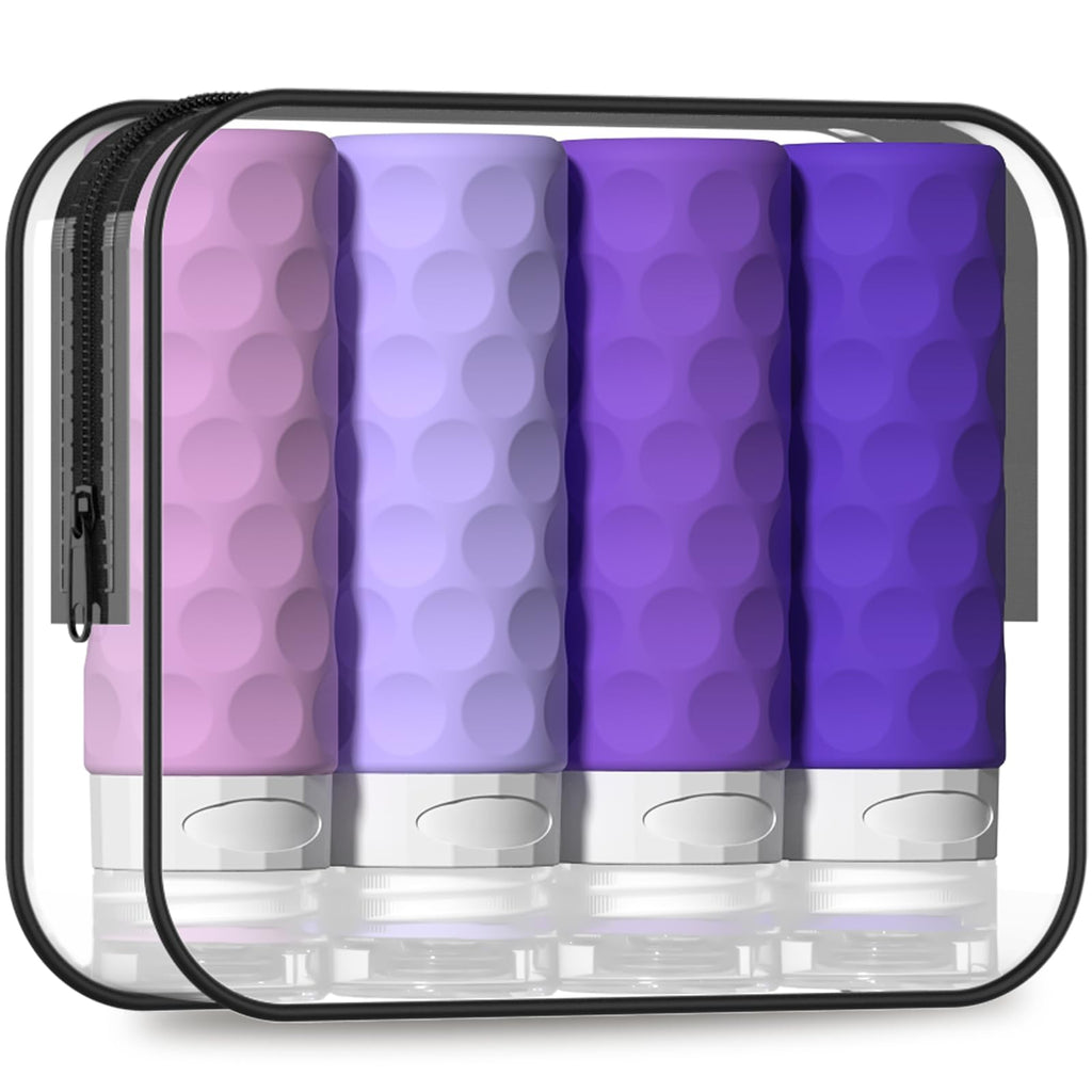 Silevoler Travel Bottles for Toiletries, Silicone Travel Size Containers | Polka-Dot Pattern TSA Approved BPA Free Silicone Leak Proof Refillable Squeezable Shampoo And Conditioner Bottles