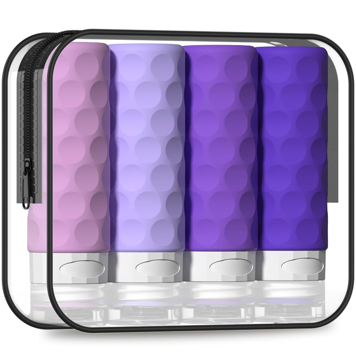 Silevoler Travel Bottles for Toiletries, Silicone Travel Size Containers | Polka-Dot Pattern TSA Approved BPA Free Silicone Leak Proof Refillable Squeezable Shampoo And Conditioner Bottles