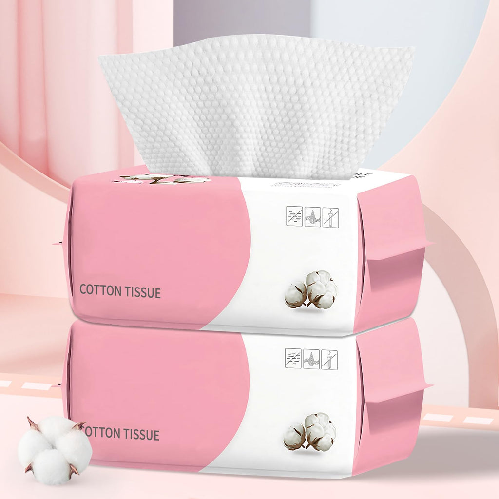 100 Count Disposable Face Towel, Ultra Soft & Thick Washcloths, Biodegradable Facial Towels for Sensitive Skin, Makeup Remover Dry Wipes, Lint-Free Towelettes for Cleansing