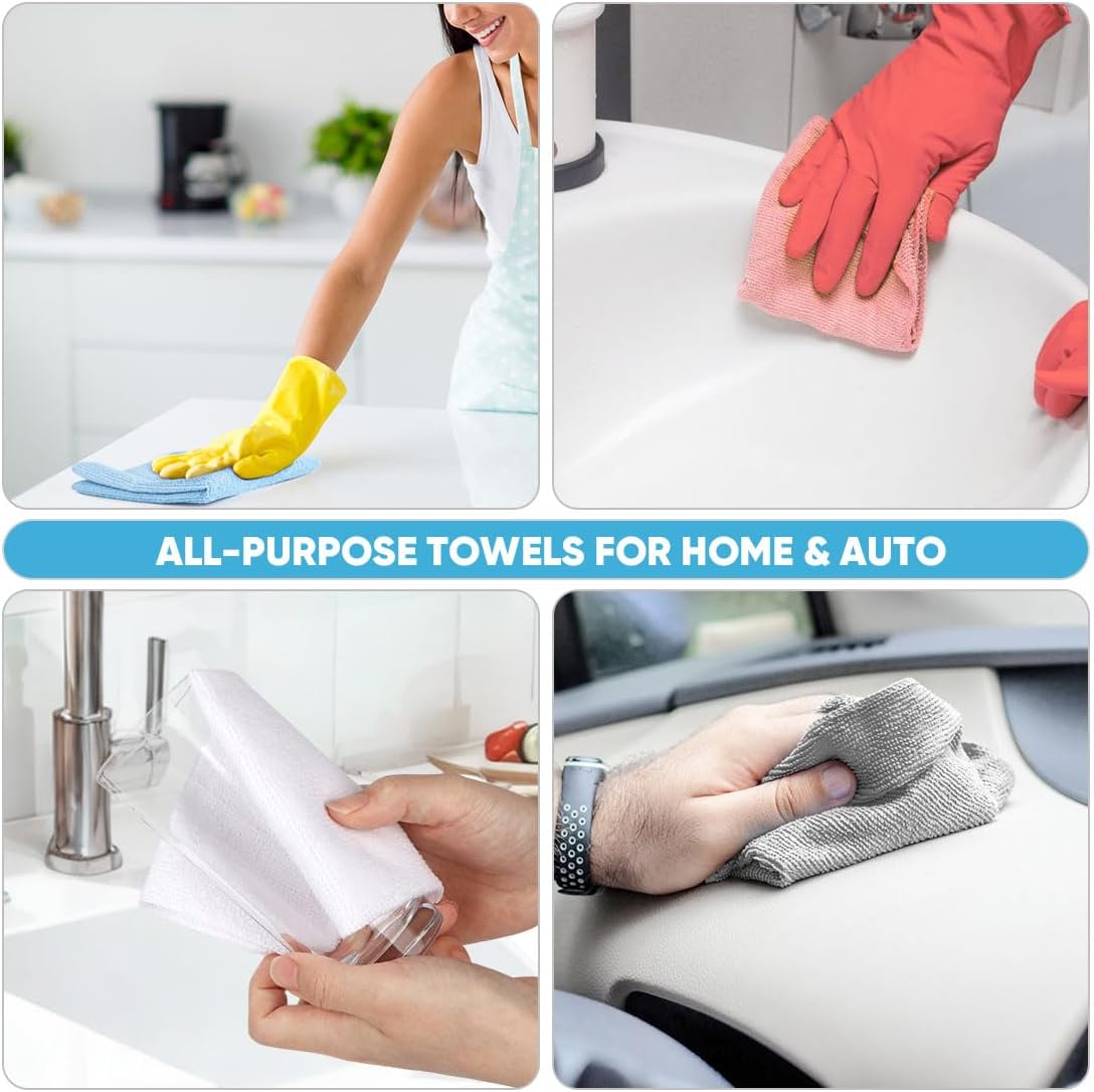 AIDEA Microfiber Cleaning Cloth Roll-50PK, Paper Towels Reusable 11.5×11.5" | Tear Away Towels, Washable Shop Rags, Microfiber Towels for Cars, Lint Free Rags for House, Kitchen, Window, Grey