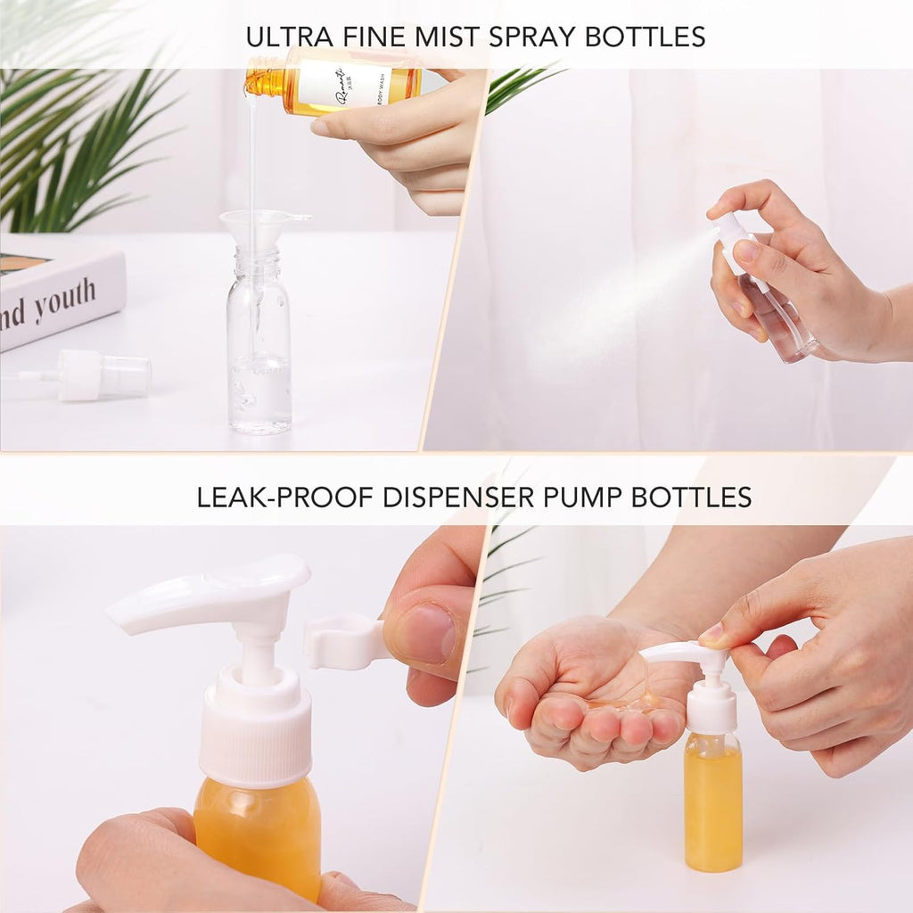 Muslish 21 Pack Travel Bottles for Toiletries, Leak-Proof TSA Compliant Silicone Travel Size Containers for Shampoo and Conditioner, BPA Free with Toiletry Bag (Cream)
