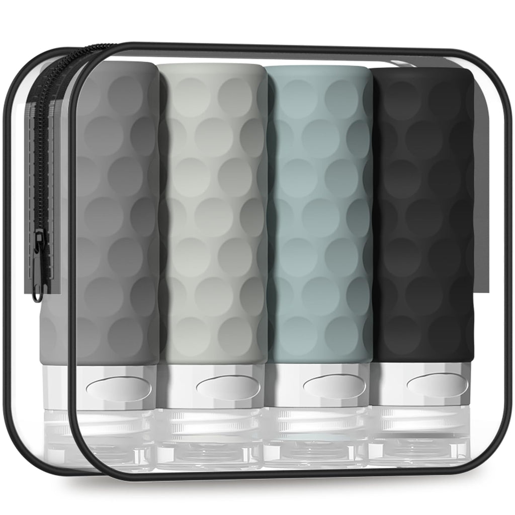 Silevoler Travel Bottles for Toiletries, Silicone Travel Size Containers | Polka-Dot Pattern TSA Approved BPA Free Silicone Leak Proof Refillable Squeezable Shampoo And Conditioner Bottles