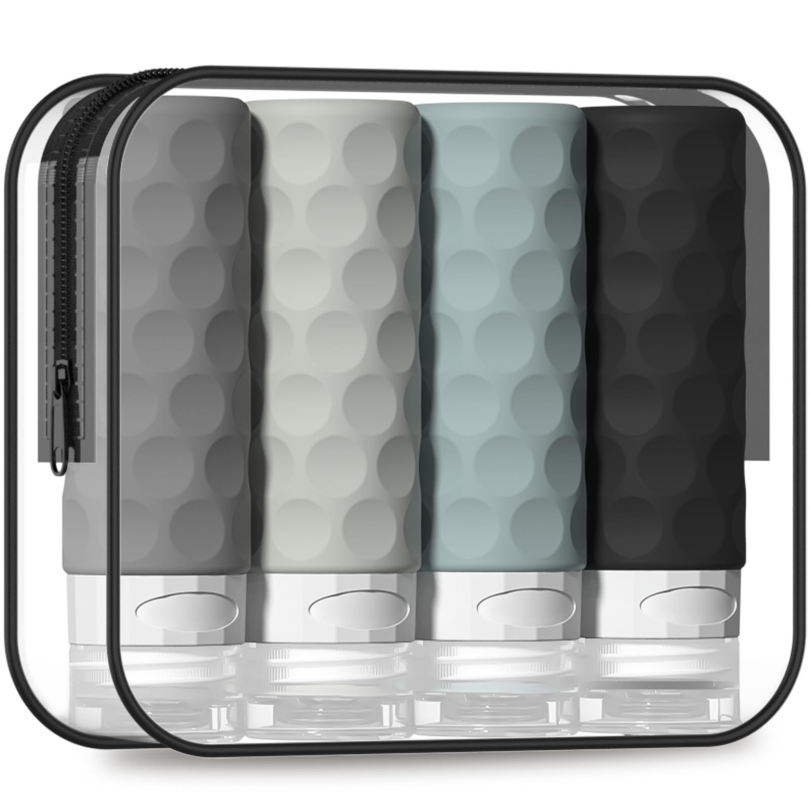 Silevoler Travel Bottles for Toiletries, Silicone Travel Size Containers | Polka-Dot Pattern TSA Approved BPA Free Silicone Leak Proof Refillable Squeezable Shampoo And Conditioner Bottles